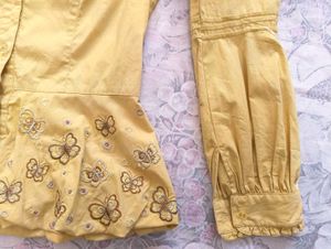 Yellow Butterfly Peplum Blouse