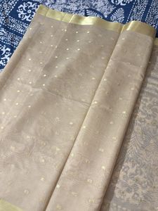 Beige Banarasi Saree With Zaree Work