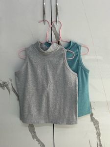 Grey &amp; Blue Mock Neck Tank Top
