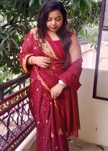 Maroon & Gold Embellished Saree