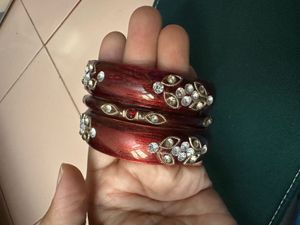 Red &amp; Rhinestone Bangles