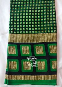 GREEN PATTERNED SAREE 💚💙