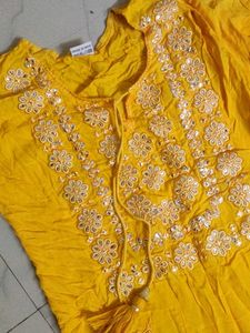 Yellow Embroidered Kurta