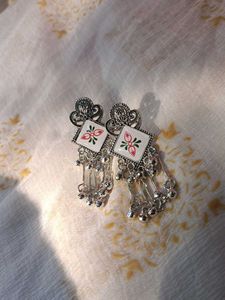 Ethnic Silver Dangle Earrings