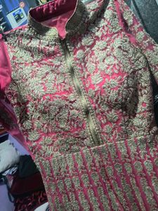 Pink &amp; Gold Embroidered Anarkali