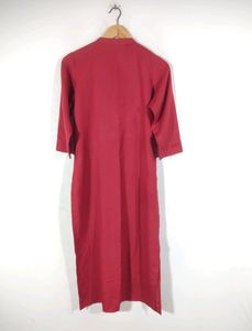 Red Plain Casual Kurta(Women)