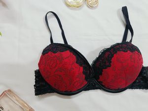 Red &amp; Black Lace Bra