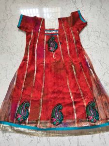 Red Embroidered Kurta