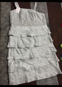 Elegant Silver Tiered Party Dress