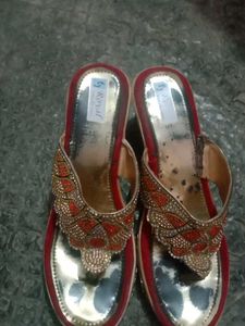 Embellished Red &amp; Gold Heels