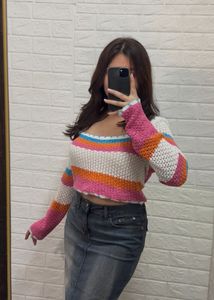 Striped Crochet Crop Top