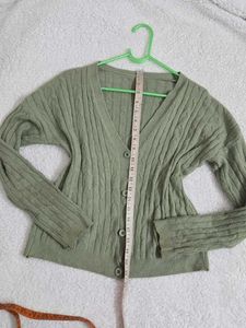 Green Button-Down Cardigan fits M~L