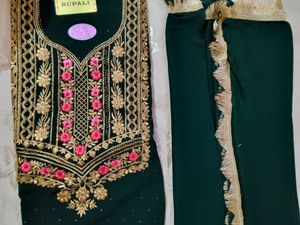 Combo Semi-stitched Suit With Stones Work
