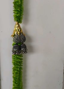 Oxidized Silver Jhumka Earrings