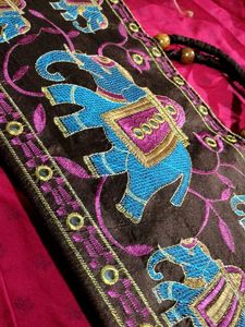 Embroidered Elephant Handbag