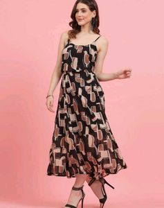 Black Printed Aline Dress 👗