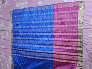 Soft Silk Cotton Light Weight Saree - Blue &amp; Pink