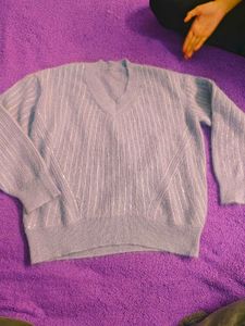 Sparkly V-Neck Knit Sweater