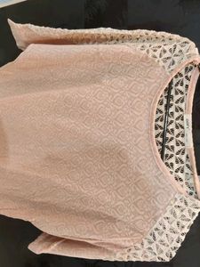 Peach Lace Detail Top