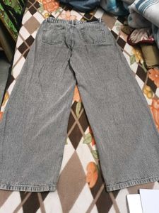 Wide Leg Grey Denim Jeans