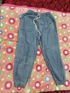 Denim Look Cotton Joggers
