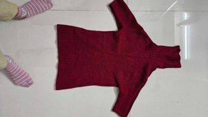 Red Highneck Trendy Sweater