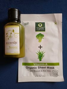 Organic Harvest Sheet Mask + Richfeel  Moisturizer