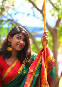 Green &amp; Red Silk Saree