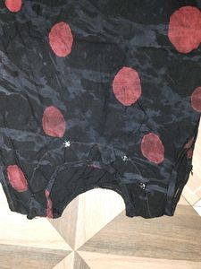 Black Sleeveless Maxi Dress with Red Polka Dots