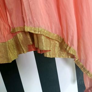 Cotton Gown With Shiffon Dupatta