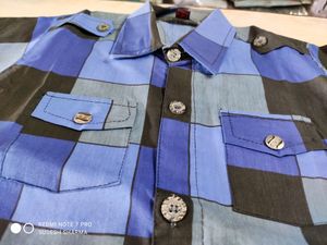 Chack Shart= Half Sleeve =4_5 Years Baby =Blue Colour= Dual Pocket