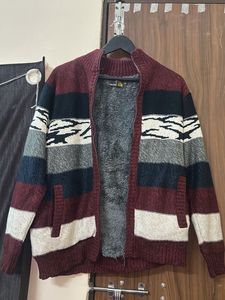 Striped Knit Zip-Up Jacket