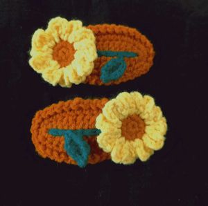 Crochet Sunflower Hairclips