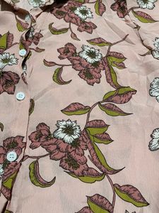 Floral Shirt Crop Top