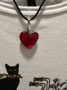 Red Glass Heart Pendant ❤️✨️