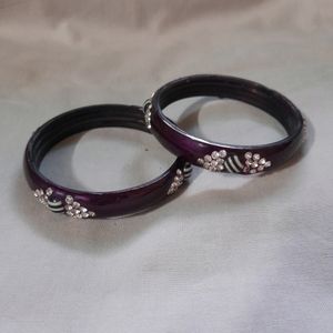 Wooden Bangles Set Women Purple Bracelet Jewellery
