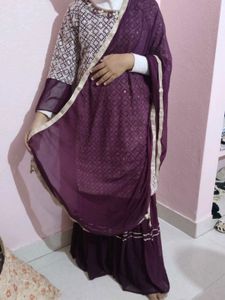 Elegant Purple Kurta Palazzo Set