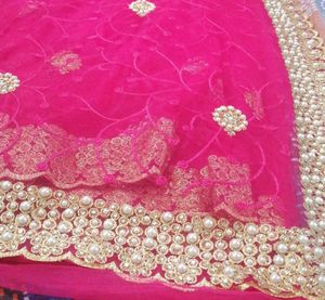 Jivika Pink Refined Net Saree