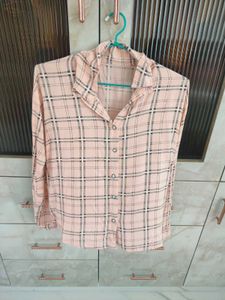 Peach Checkered Casual Shirt