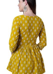 Mustard Floral Print Kurta