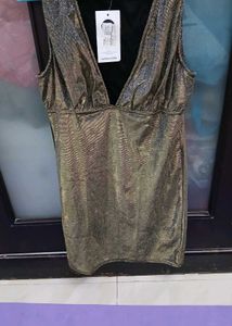 Sparkly Golden Party Dress L Size
