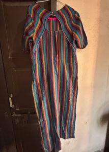 Taavi Striped Woven Straight High-low Kurta