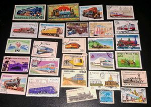 27 STAMPS: Featuring TRAINS