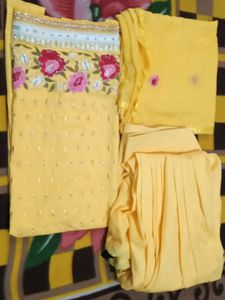 Yellow Suit Salwar With Beautiful Duppata.