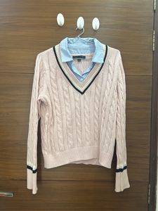 Pink Cable Knit Sweater