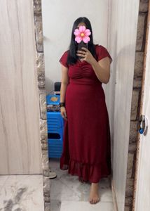 Elegant Maroon Maxi Dress | XXL