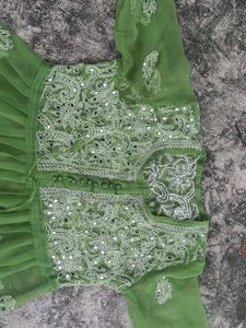 Green Embroidered Sheer Top