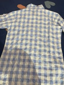 blue checked shirt