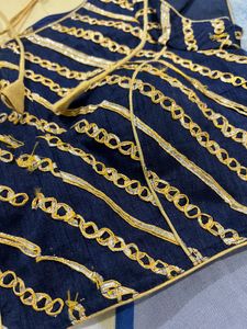 Dark Blue Padded Heavy Blouse For saree.