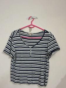 Striped Button-Up Tee